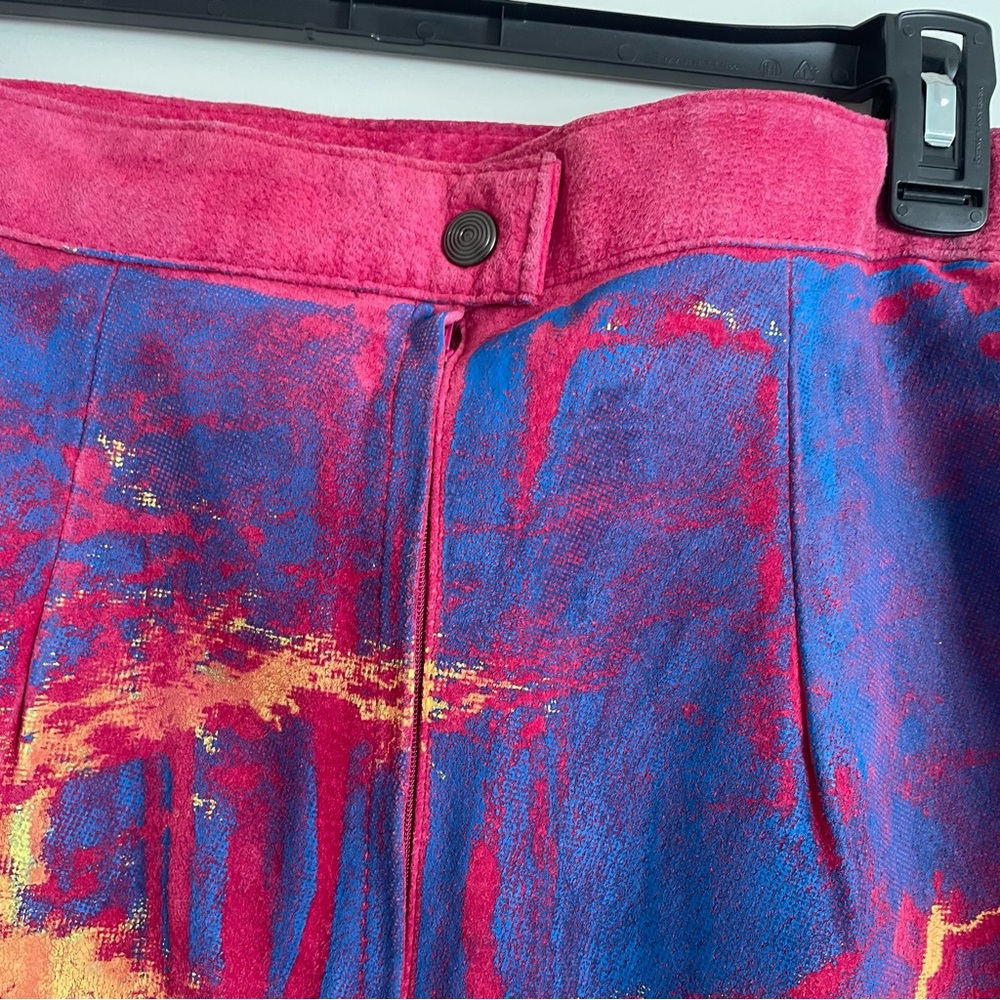 Blunt Object Suede Vibrant‎ Pink and Blue Mini Skirt - Picture 2 of 6